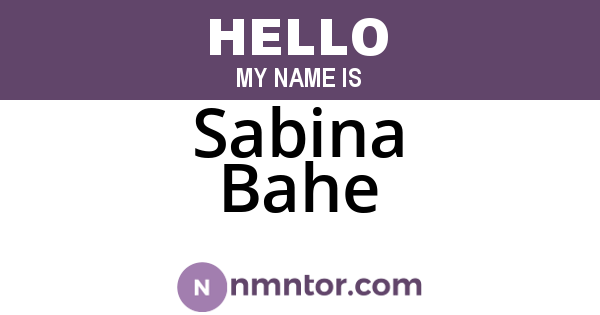 Sabina Bahe