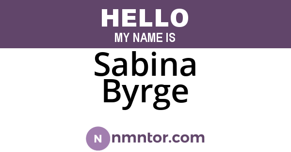 Sabina Byrge