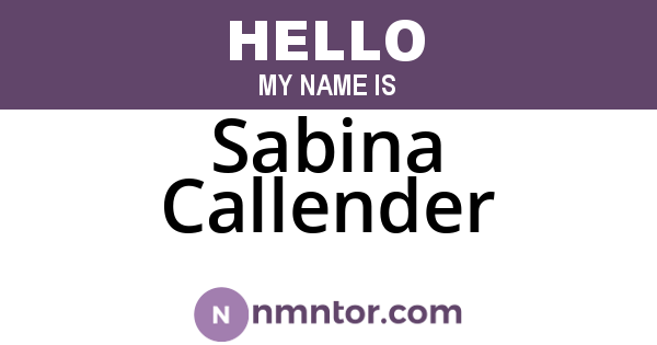 Sabina Callender