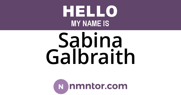 Sabina Galbraith