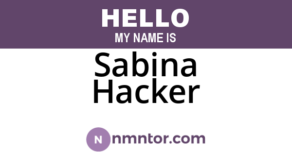 Sabina Hacker