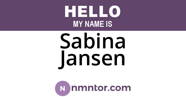 Sabina Jansen