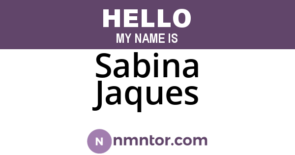 Sabina Jaques