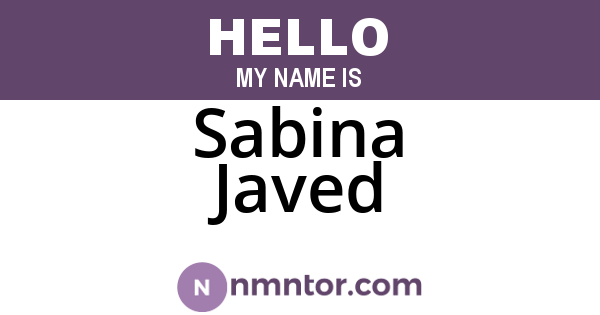 Sabina Javed
