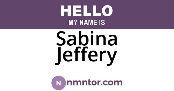 Sabina Jeffery
