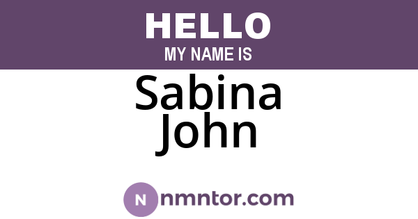 Sabina John