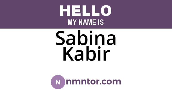 Sabina Kabir