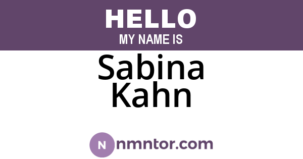 Sabina Kahn
