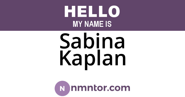Sabina Kaplan