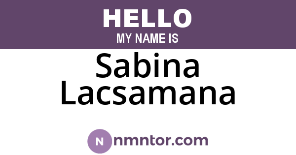 Sabina Lacsamana