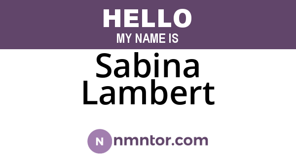Sabina Lambert