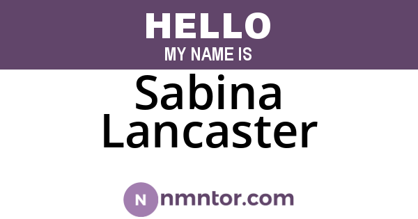 Sabina Lancaster