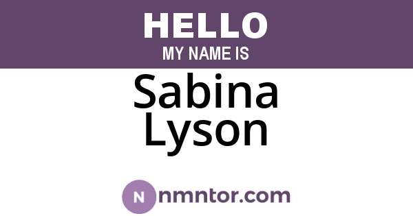 Sabina Lyson