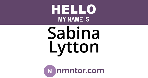 Sabina Lytton