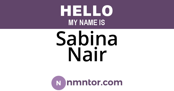 Sabina Nair