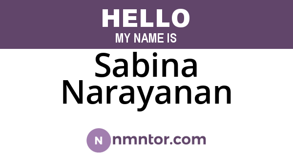 Sabina Narayanan