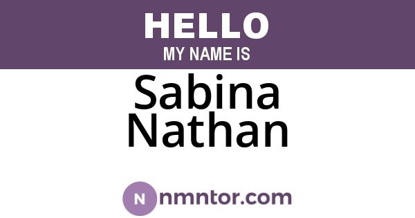 Sabina Nathan