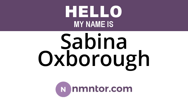 Sabina Oxborough
