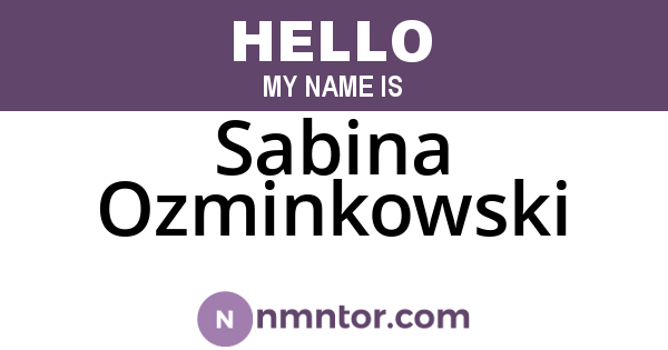 Sabina Ozminkowski
