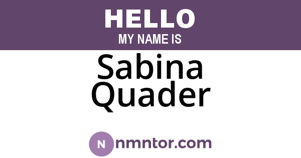 Sabina Quader