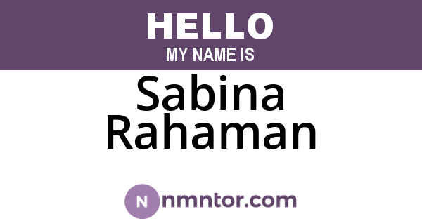 Sabina Rahaman
