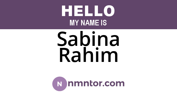 Sabina Rahim