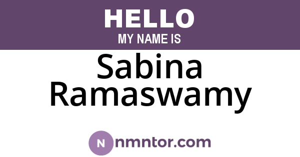 Sabina Ramaswamy