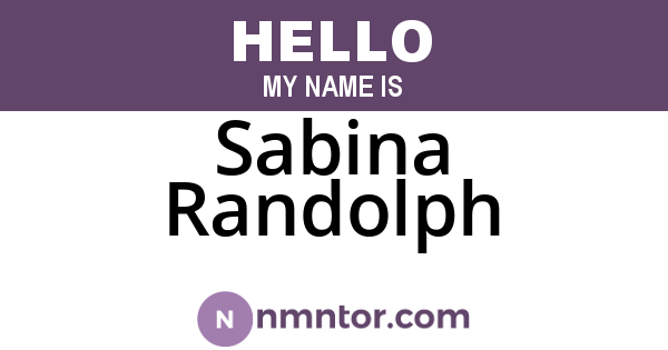 Sabina Randolph