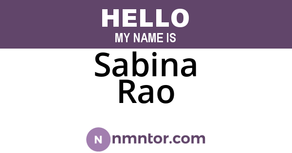 Sabina Rao
