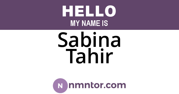 Sabina Tahir