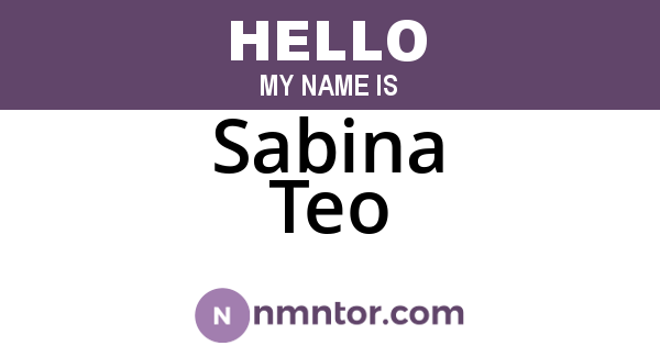 Sabina Teo
