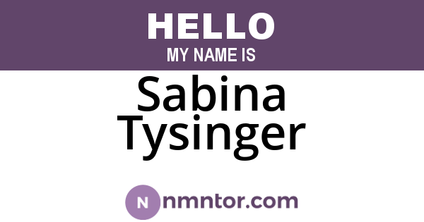 Sabina Tysinger