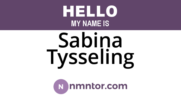 Sabina Tysseling