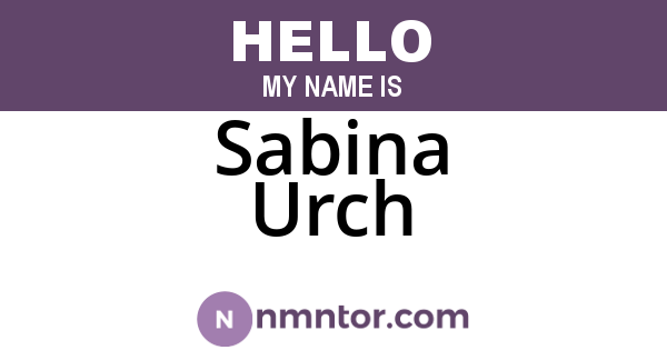 Sabina Urch