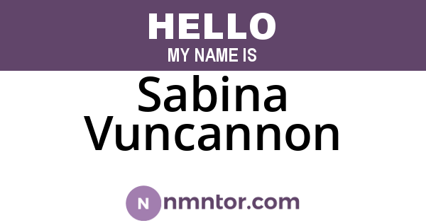 Sabina Vuncannon