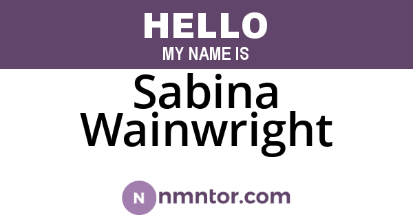 Sabina Wainwright