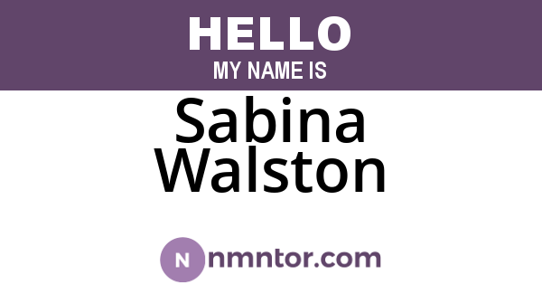 Sabina Walston