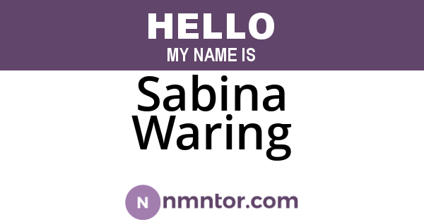 Sabina Waring