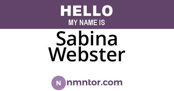Sabina Webster