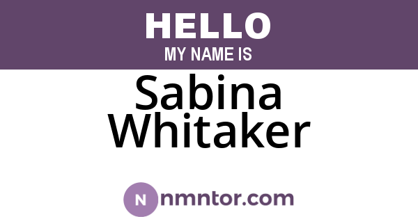 Sabina Whitaker