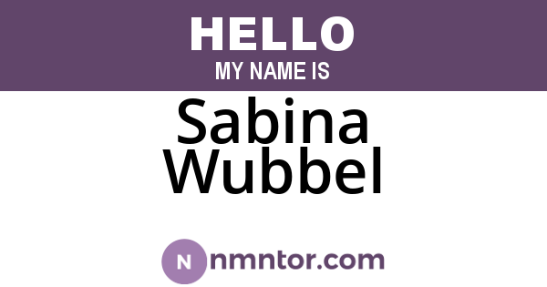 Sabina Wubbel