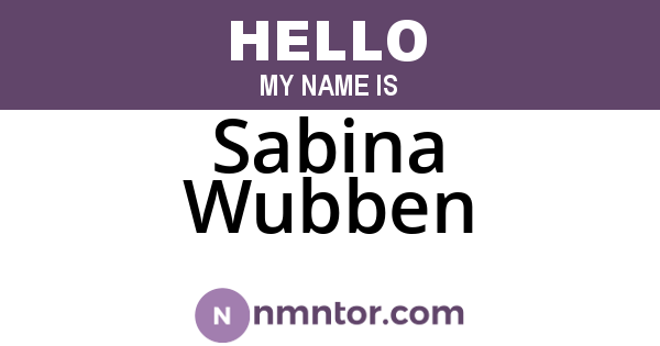 Sabina Wubben