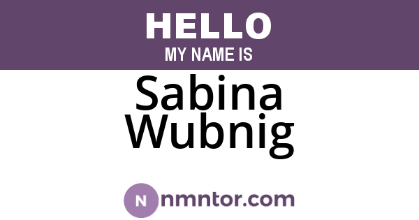 Sabina Wubnig
