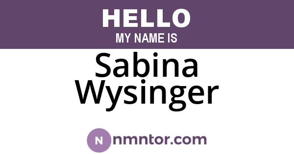 Sabina Wysinger