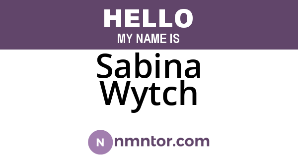 Sabina Wytch