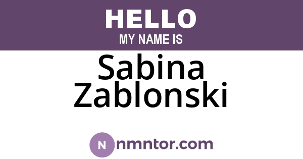 Sabina Zablonski