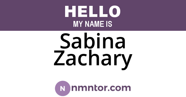 Sabina Zachary