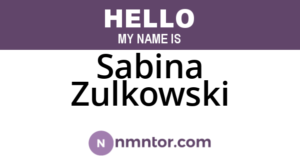 Sabina Zulkowski