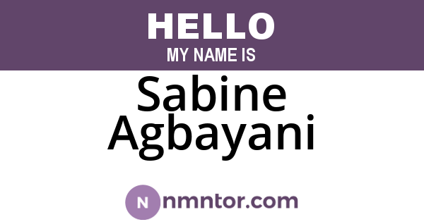 Sabine Agbayani