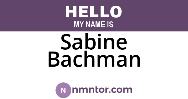 Sabine Bachman